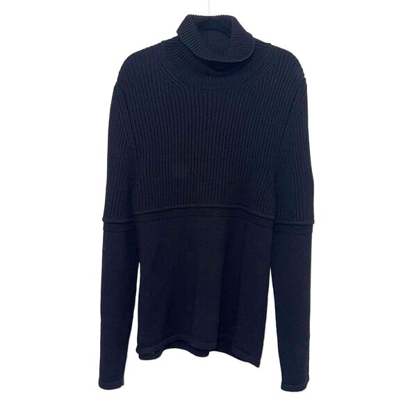 Neil Barrett Men's 100% Wool Ribbed Mix Turtleneck - Black XL - Picture 1 of 8